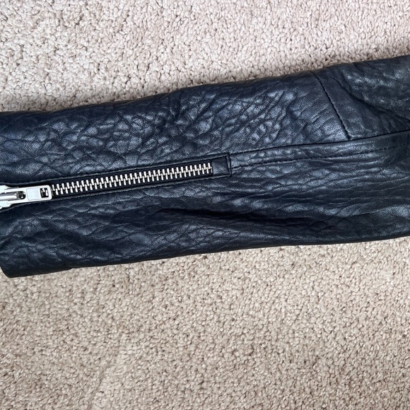 Mackage Kenya Black Pebbled Leather Motorcycle Jacket - Picture 5 of 9